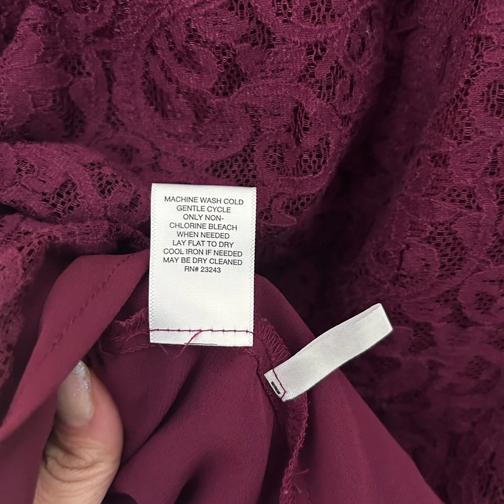 Soho Burgundy Lace Blouse with Ruffles - Picture 3 of 9